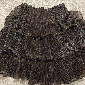 Mustard Seed Elegant Black Gold  Tiered Skirt Small NWOT